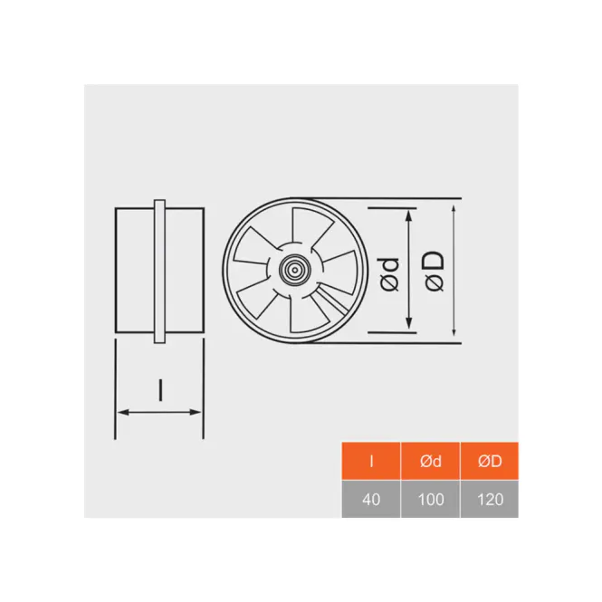 Hovedbilde Varmebestandig kanalvifte VO T ⌀120 mm med ...