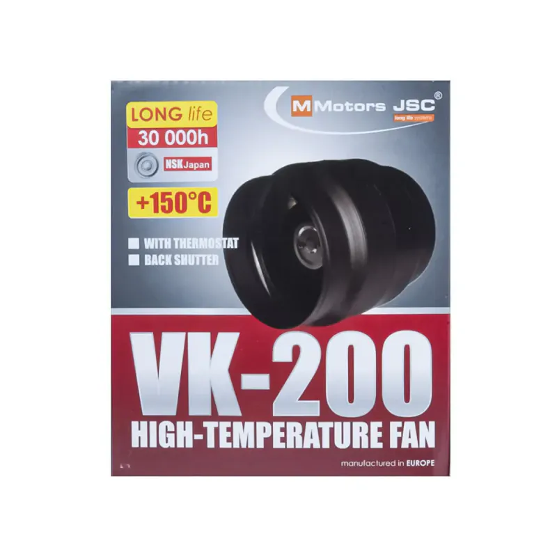 Varmebestandig kanalavtrekksvifte VK 200, Ø120 mm, 205 m³/t